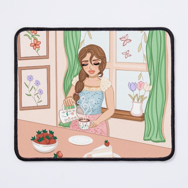 Item preview, Cozy Morning Tea with Strawberries designed and sold by CozyGirlArt.