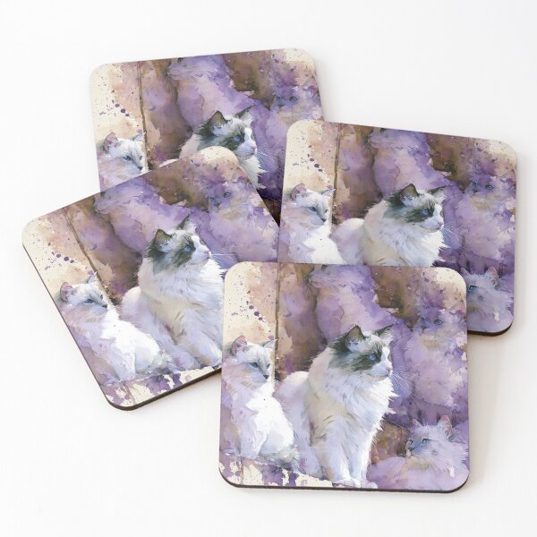 Item preview, Watercolor White Cats in Purple Haze designed and sold by Paolo-Bandal.