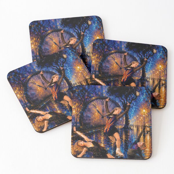 Item preview, Figure Skating Night City Art – Dramatic Ice Dance Painting, Urban Skater Aesthetic, Midnight Skating Wall Art designed and sold by origin-arthouse.