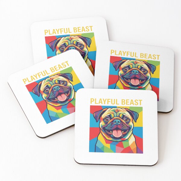 Item preview, Playful Beast Colorful Geometric Pug Portrait designed and sold by GiggleInkTees.