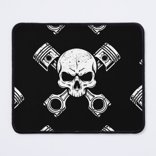 Item preview, Hardcore Mechanic Piston Skull Engine Graphic - White designed and sold by Skulls & Calaveras.