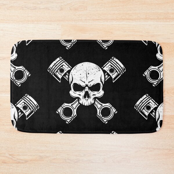 Item preview, Hardcore Mechanic Piston Skull Engine Graphic - White designed and sold by Skulls & Calaveras.