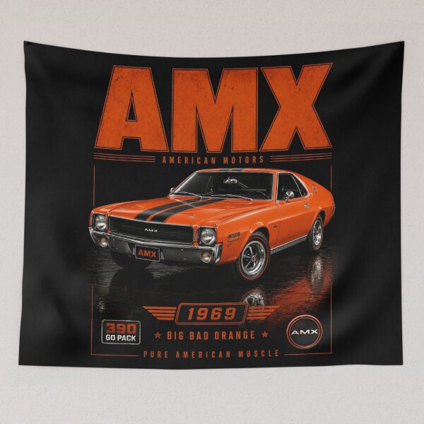 Item preview, 1969 AMC AMX Big Bad Orange Classic Muscle Car Vintage Art designed and sold by TheArtOfCar.