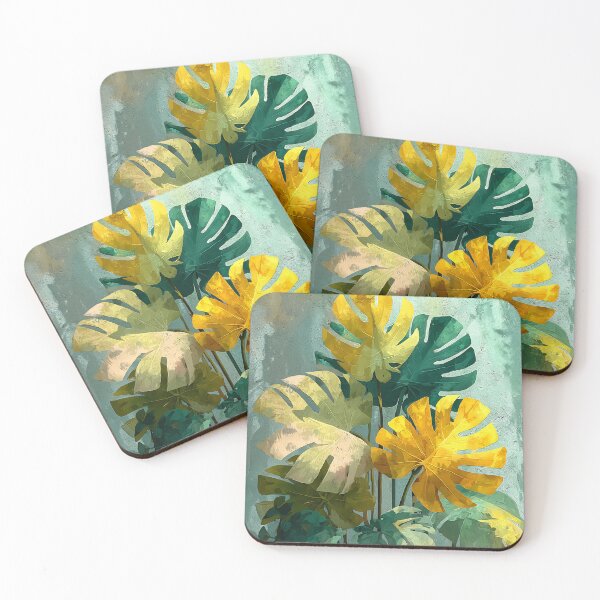 Item preview, Elegant Monstera Botanical Art, Teal Green and Gold Tropical Illustration designed and sold by daila70.