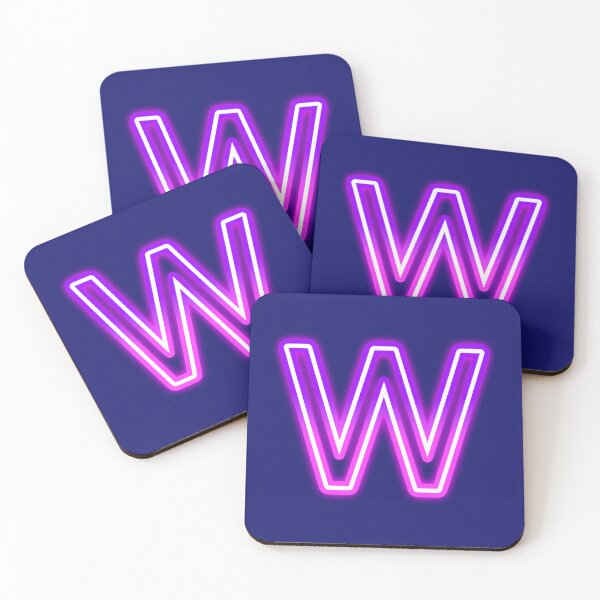 Item preview, Letter W Neon Pink Purple Glow - Retro Futuristic Monogram Initial designed and sold by SolutionsArt.