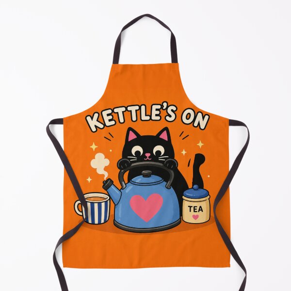 Item preview, Kettle’s On Cute Black Cat Tea Lover Sticker | Cozy British Tea Aesthetic designed and sold by Sandy's Cheeky Studio.