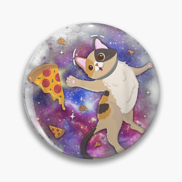 Item preview, Cat astronaut floating with pizza designed and sold by stickyverselab.