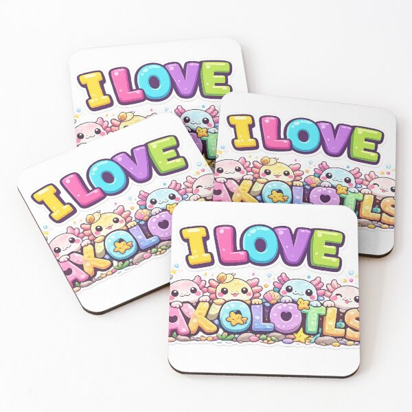 Item preview, I Love Axolotls Kawaii Design designed and sold by redsharkuk.
