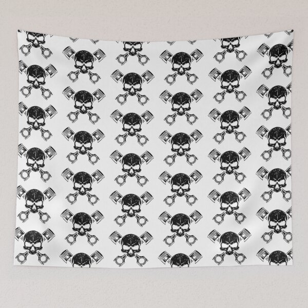 Item preview, Hardcore Mechanic Piston Skull Engine Graphic - Black designed and sold by Skulls & Calaveras.