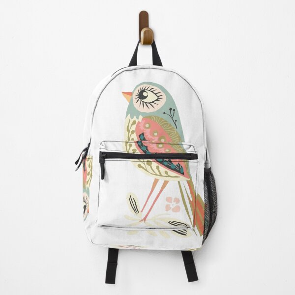 Item preview, Pastel Botanical Bird Sticker | Whimsical Folk Art Bird with Flowers designed and sold by Filora Atelier | Bird Art.