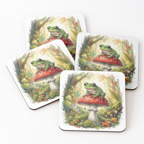 Item preview, Cute Frog Mushroom Forest Illustration designed and sold by Rutvain.
