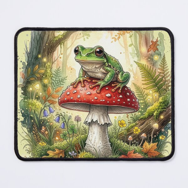 Item preview, Cute Frog Mushroom Forest Illustration designed and sold by Rutvain.