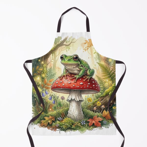 Item preview, Cute Frog Mushroom Forest Illustration designed and sold by Rutvain.