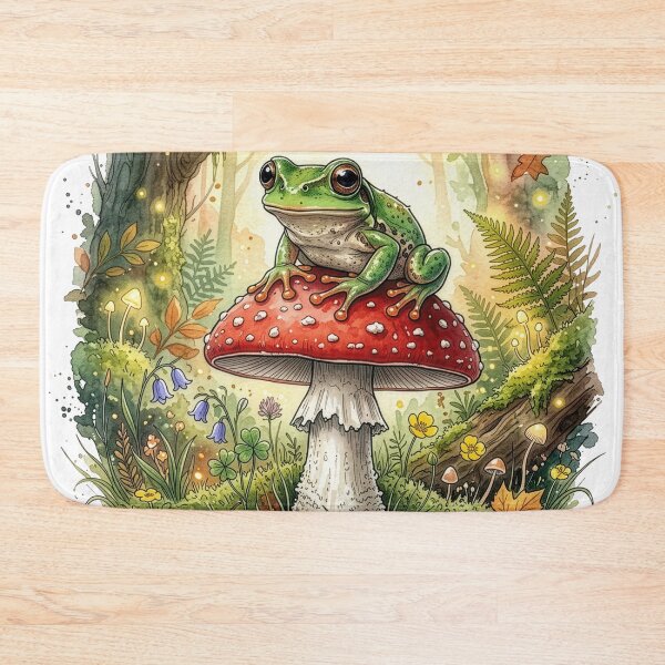 Item preview, Cute Frog Mushroom Forest Illustration designed and sold by Rutvain.