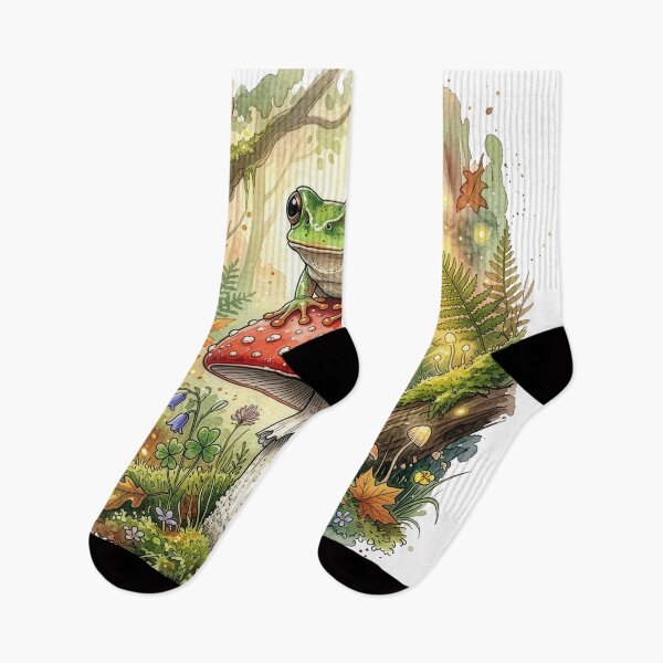 Item preview, Cute Frog Mushroom Forest Illustration designed and sold by Rutvain.