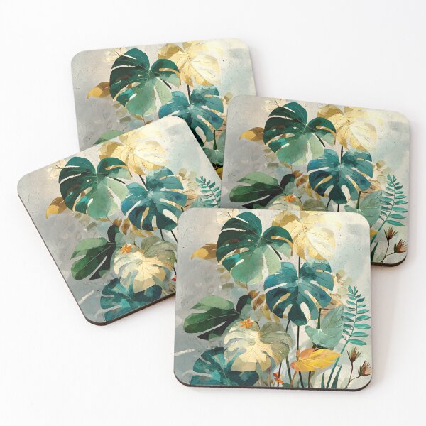 Item preview, Tropical Monstera Botanical Print, Teal and Yellow Artistic Foliage Art designed and sold by daila70.