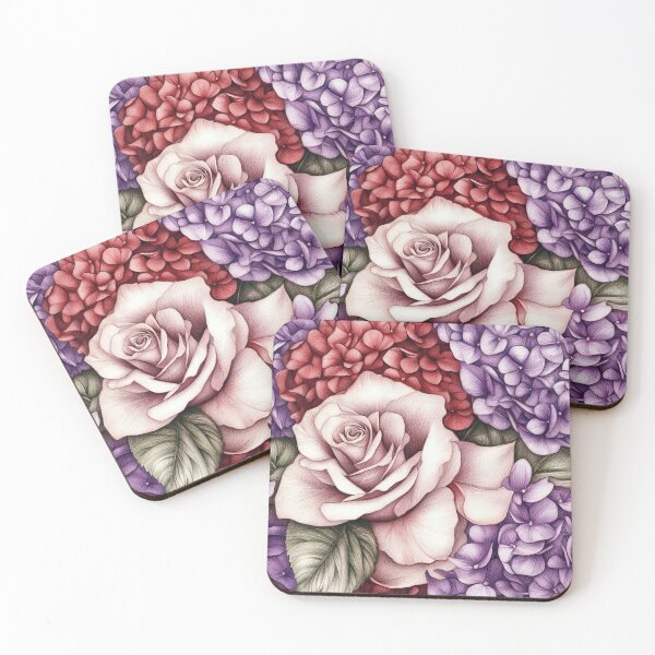 Item preview, Romantic Rose and Hydrangea Floral Pattern designed and sold by WatercolorLane.