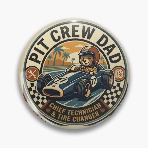 Artikelvorschau, Aufkleber „Boxencrew-Papa“ – Cheftechniker-Rennvater Indy 500 Vinyl-Aufkleber entworfen und verkauft von Basma Designs | Retro, Kawaii Shirts & Stickers.