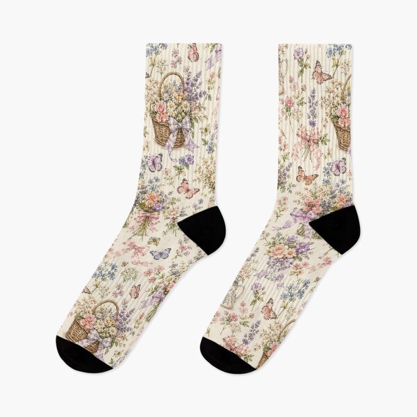 Item preview, Coquette Floral Bouquet Pattern – Vintage Ribbon & Butterfly Seamless Design designed and sold by Creativeeworld777.
