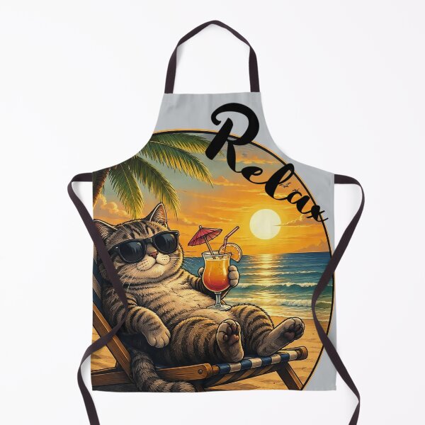 Item preview, Relaxing Beach Cat | Funny Summer Vacation Cat Sunset Vibe designed and sold by BlackCat Vibe.