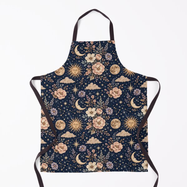 Item preview, Celestial Moon & Floral Pattern – Mystical Botanical Seamless Design designed and sold by Creativeeworld777.