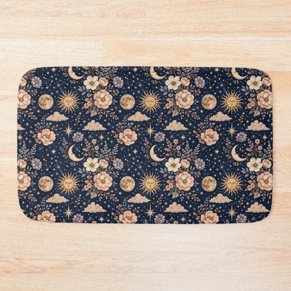Item preview, Celestial Moon & Floral Pattern – Mystical Botanical Seamless Design designed and sold by Creativeeworld777.