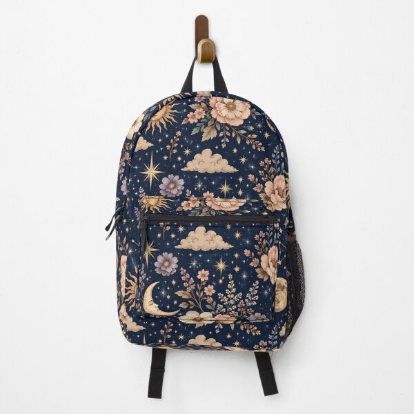 Item preview, Celestial Moon & Floral Pattern – Mystical Botanical Seamless Design designed and sold by Creativveworrld03.