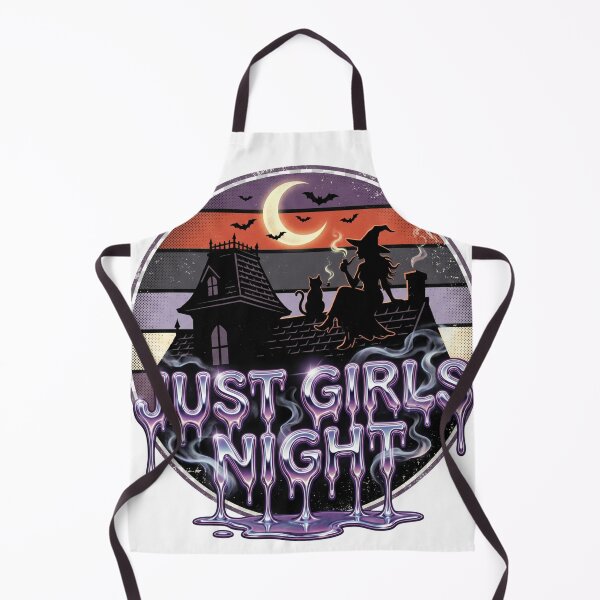 Item preview, Just Girls Night Witch Black Cat Vintage Halloween Spooky Gift designed and sold by afarkar.