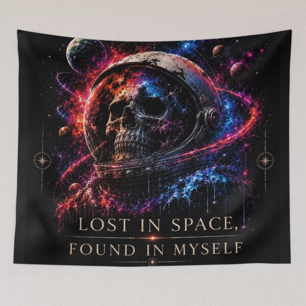 Item preview, Lost In Space Found In Myself Cosmic Astronaut Skull Tee | Philosophical Galaxy Streetwear Art designed and sold by Emoji Emblems.