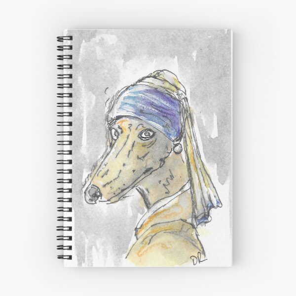 Artikelvorschau, „Hound in a Pearl Earring“ – eine lustige, handgezeichnete Greyhound-Illustration. entworfen und verkauft von DebTheZeb.