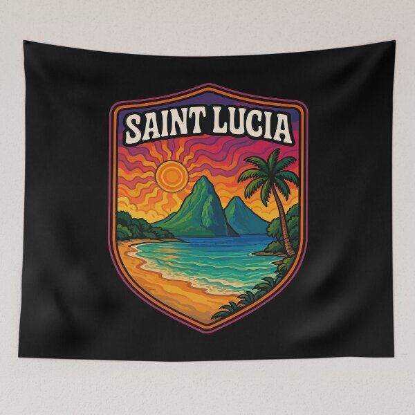 Item preview, Saint Lucia Caribbean Trippy Art Travel designed and sold by TomFrontierArt.