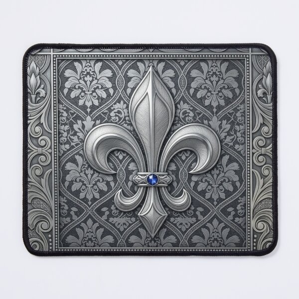 Item preview, Fleur De Lys Silver Ornamental Geometric Frame Heraldic Emblem designed and sold by ProjectNoah.