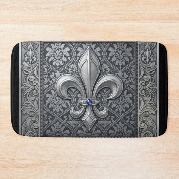 Item preview, Fleur De Lys Silver Ornamental Geometric Frame Heraldic Emblem designed and sold by ProjectNoah.