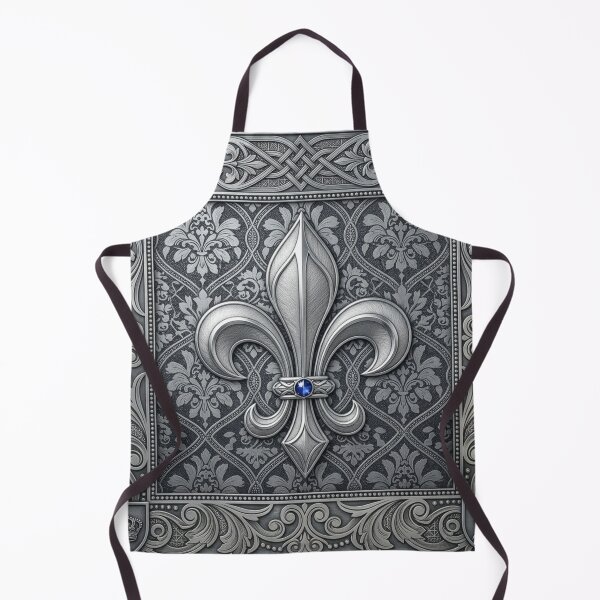 Item preview, Fleur De Lys Silver Ornamental Geometric Frame Heraldic Emblem designed and sold by ProjectNoah.