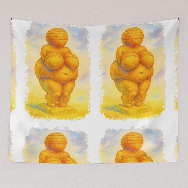 Item preview, Venus of Willendorf aquarelle art in a cutout rustic frame designed and sold by EmeraldeaArt.