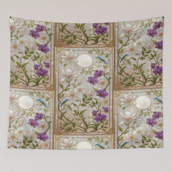 Item preview, Stained Glass of Magnolias and Night Birds designed and sold by BriSher.