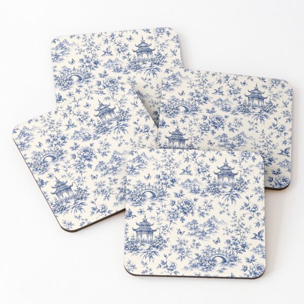 Item preview, Blue Chinoiserie Toile Pattern – Elegant Vintage Botanical Seamless Design designed and sold by Creativeeworld777.