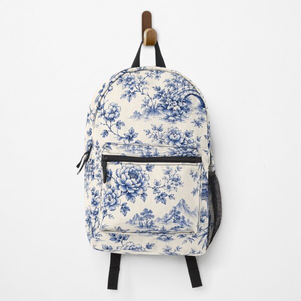Item preview, Blue Chinoiserie Toile Pattern – Elegant Vintage Botanical Seamless Design designed and sold by Creativeeworld777.
