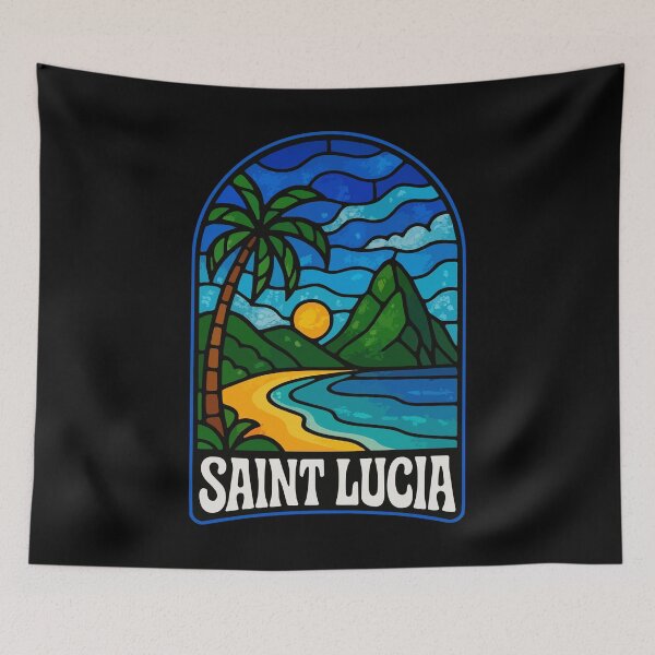 Item preview, Saint Lucia Caribbean Stained Glass Art Travel designed and sold by TomFrontierArt.