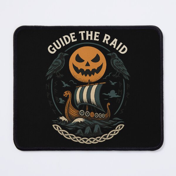 Item preview, Guide the Raid Viking Longship Halloween Pumpkin Moon designed and sold by Mythborn Saga.
