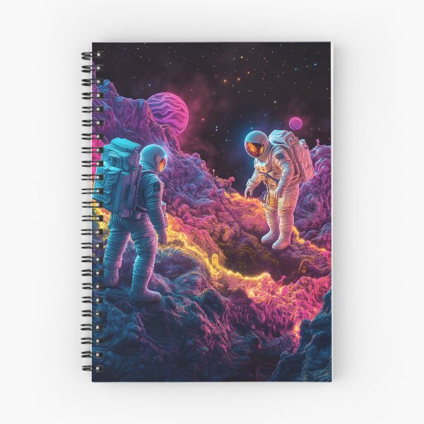 Item preview, Two Astronauts Exploring Surreal Vibrant Cosmic Dreamscape designed and sold by LuminousFoundry.