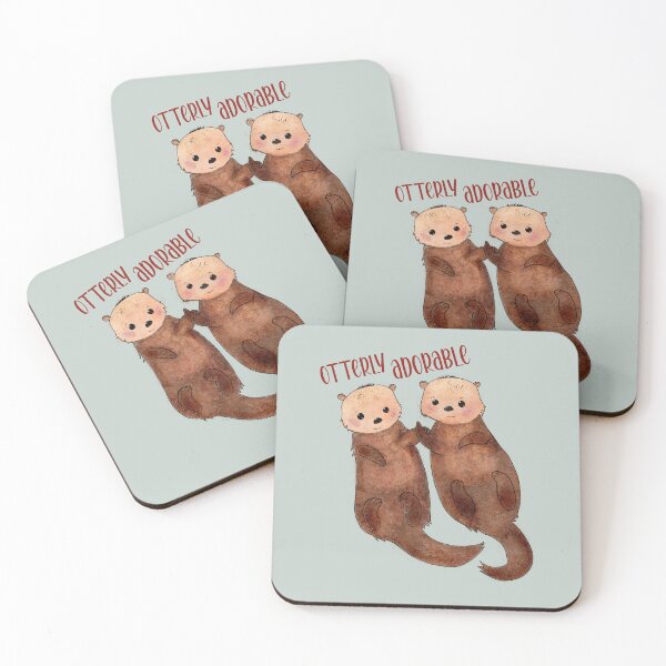 Item preview, Otterly adorable otter pair, cute otter pun, hand drawn otter illustration  designed and sold by Pixel & Petal Co..