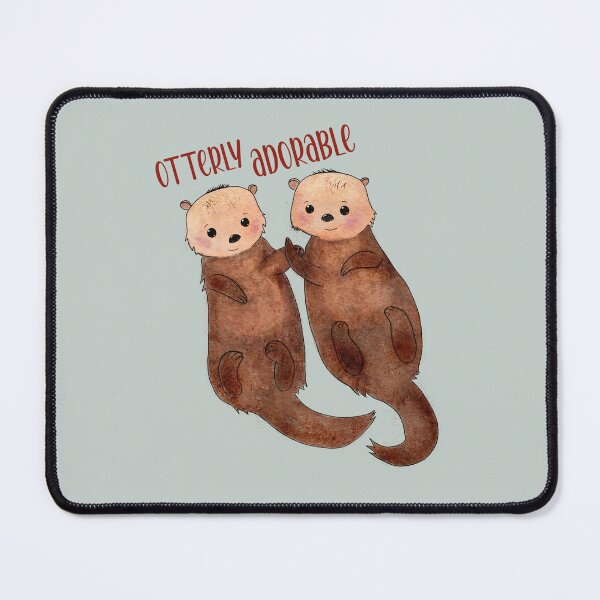 Item preview, Otterly adorable otter pair, cute otter pun, hand drawn otter illustration designed and sold by Pixel & Petal Co..
