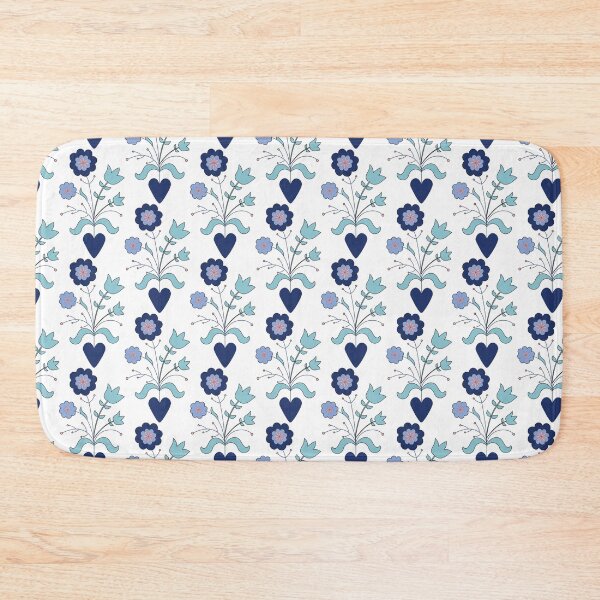 Item preview, Elegant Blue Floral and Heart Seamless Pattern designed and sold by auran14.