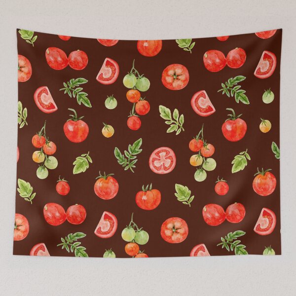 Item preview, Tomatoes in Watercolor Pattern (Dark Red Background) designed and sold by andrebalest.art.