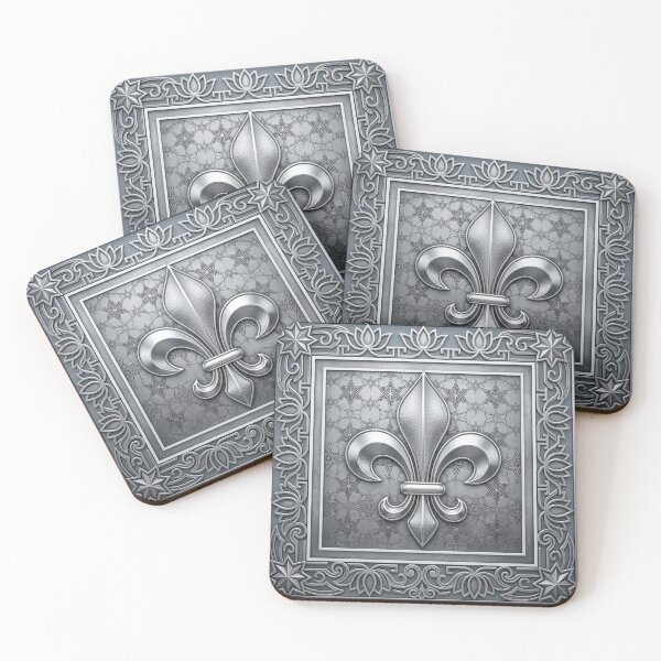 Item preview, Fleur De Lys Royal Silver Celtic Heraldic Crown Shield Emblem designed and sold by ProjectNoah.