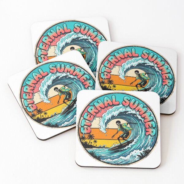Item preview, Eternal Summer Skeleton Surfer Wave Vintage Beach Retro Surf designed and sold by afarkar.