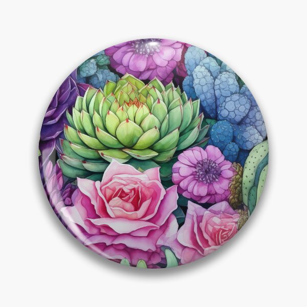 Item preview, Vibrant Succulent Rose Garden Pattern designed and sold by WatercolorLane.