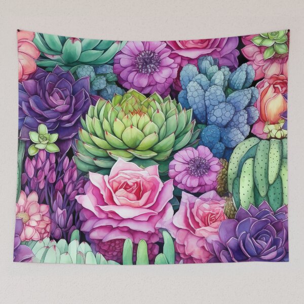Item preview, Vibrant Succulent Rose Garden Pattern designed and sold by WatercolorLane.