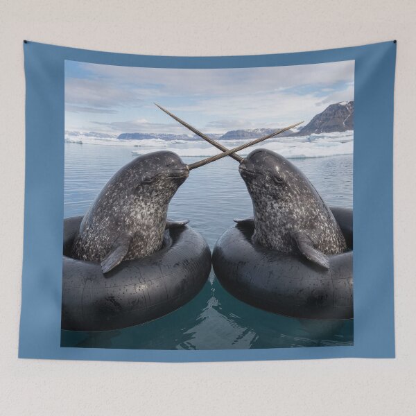 Item preview, Young Narwhals Play in Inner Tubes  designed and sold by Tridentulus.